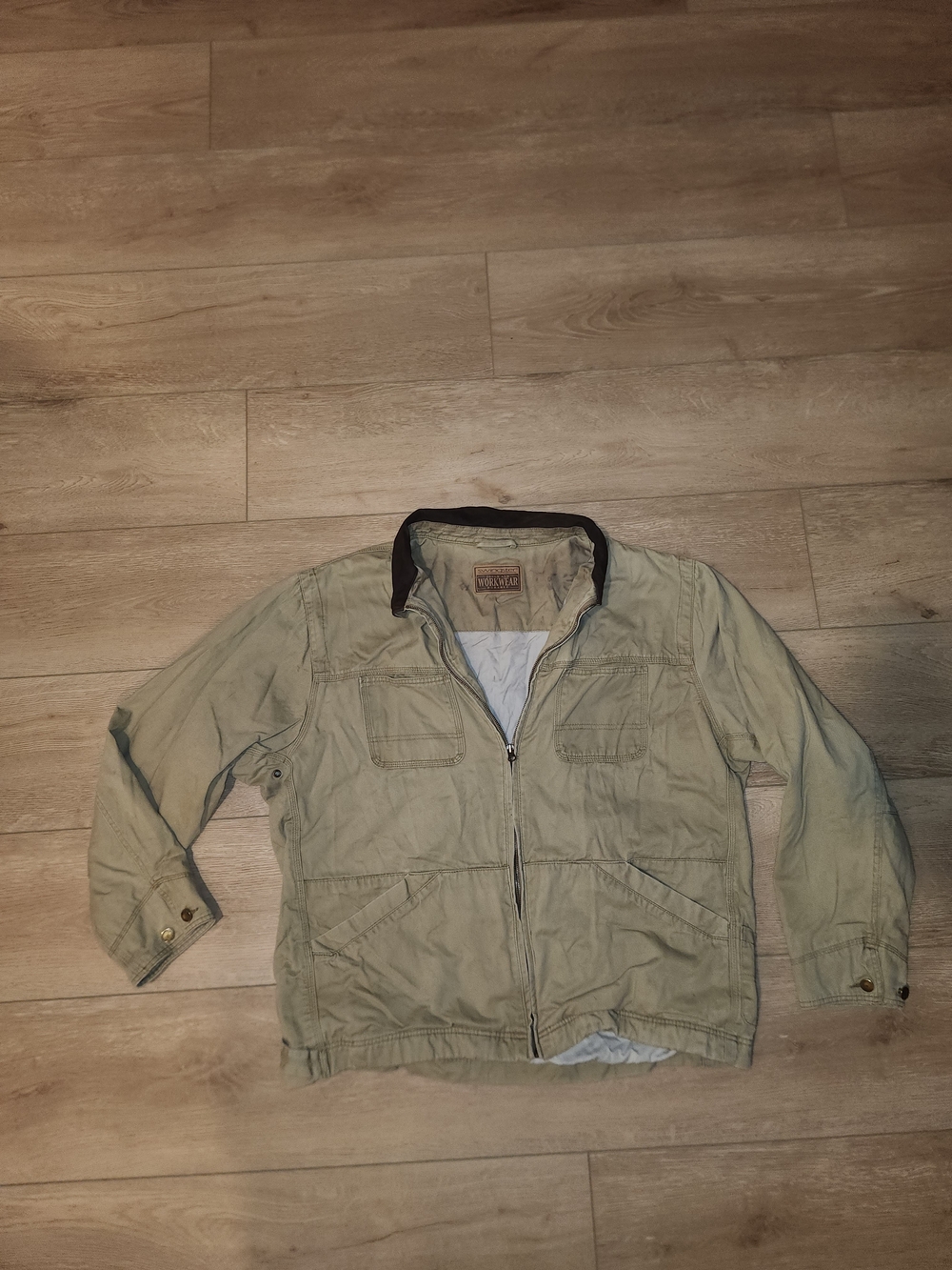 Vintage Y2K Tan Kahki Canvas Swingster Workwear Jacket Multiple Pockets Men's XL